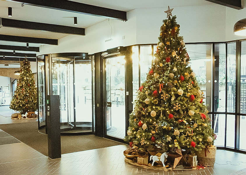 commercial artificial Christmas tree installation