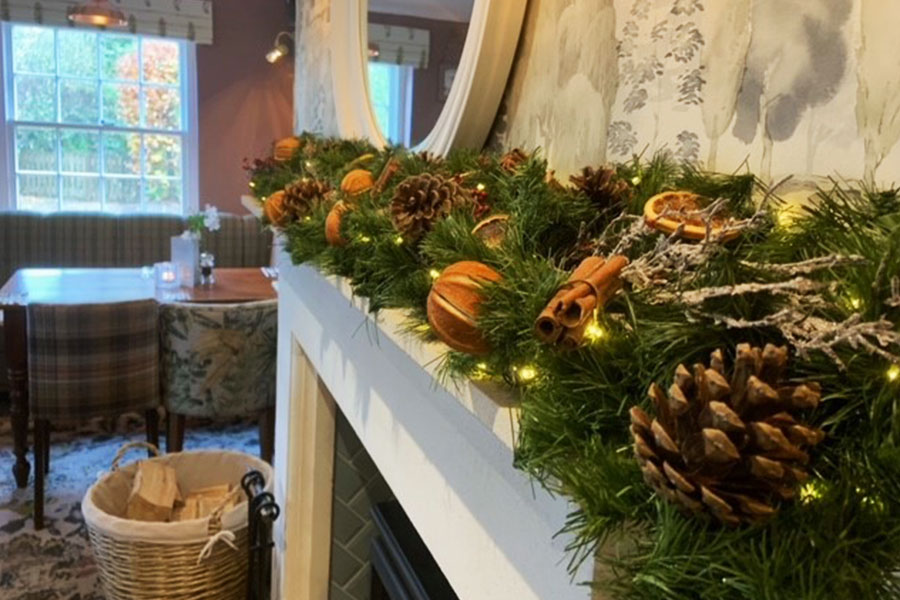 commercial Christmas displays fireplace