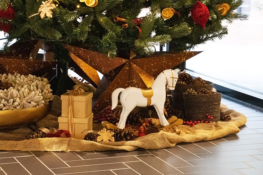 commercial Christmas displays under tree