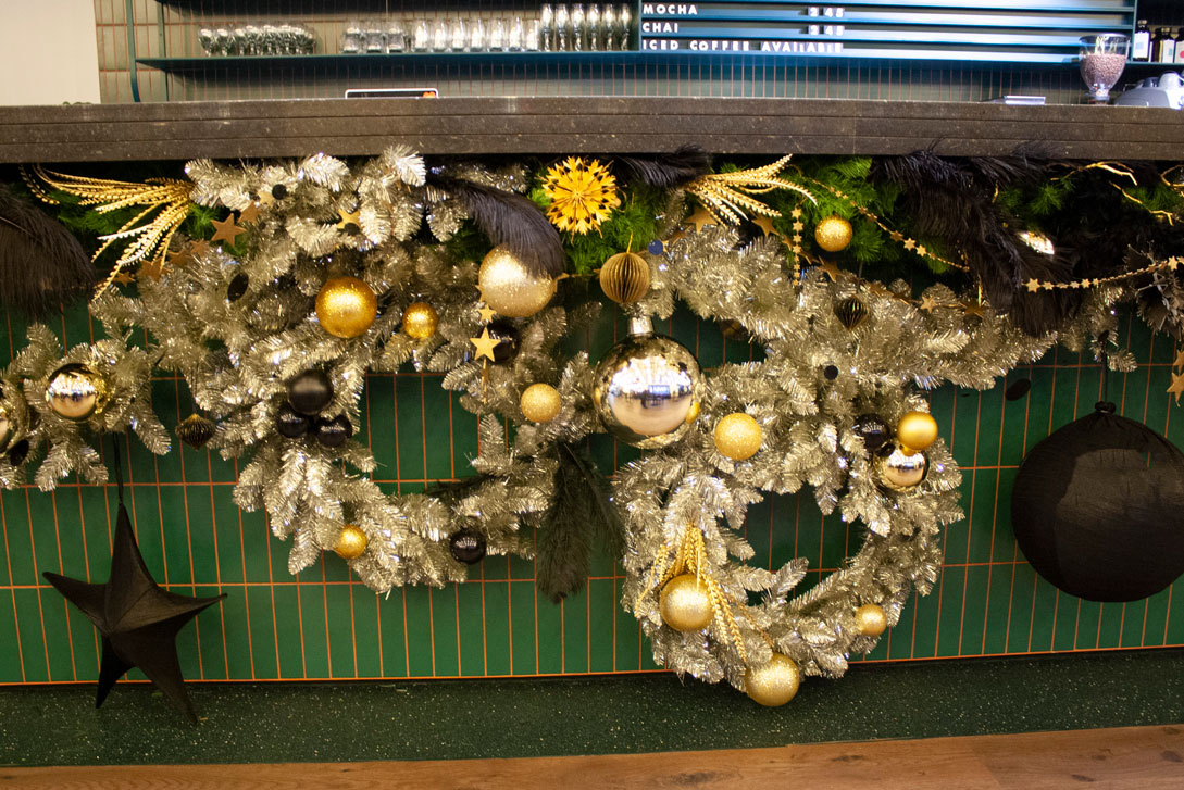 Gold glamourous commercial Christmas display