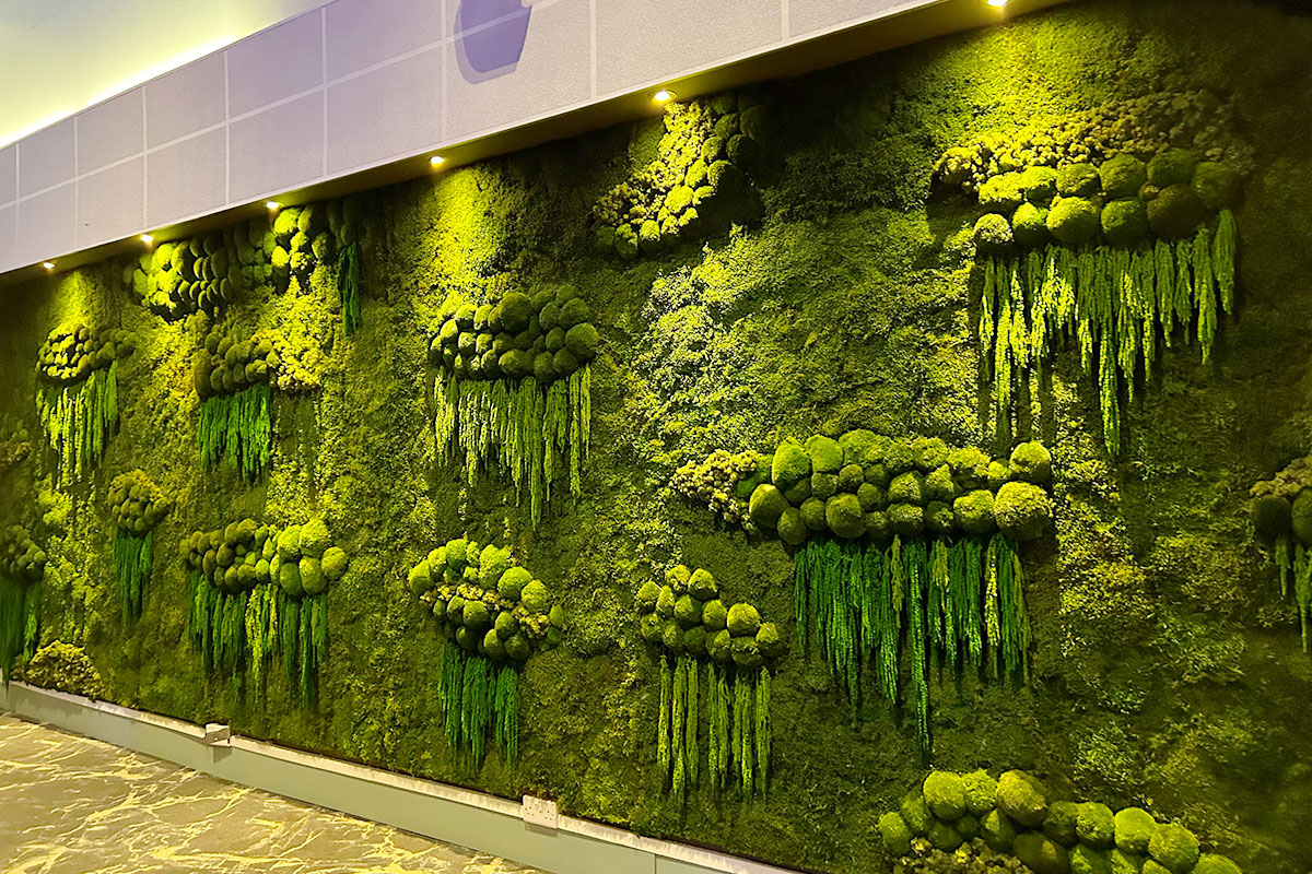preserved plant moss green wall installation