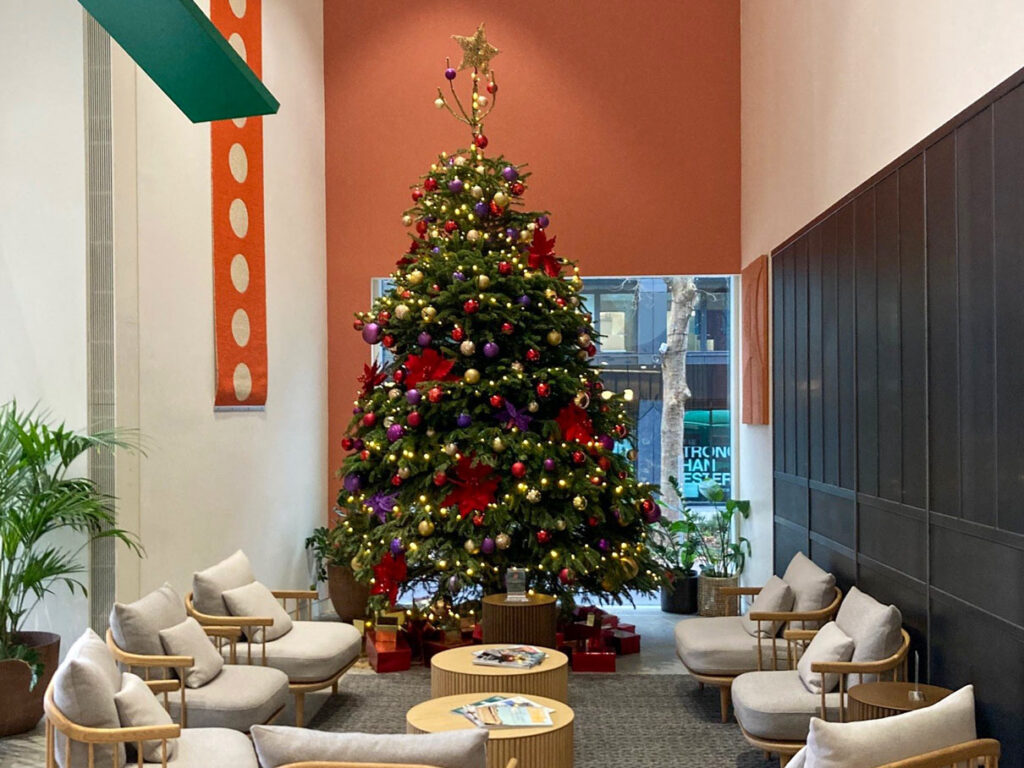 christmas tree installation reception waiting area