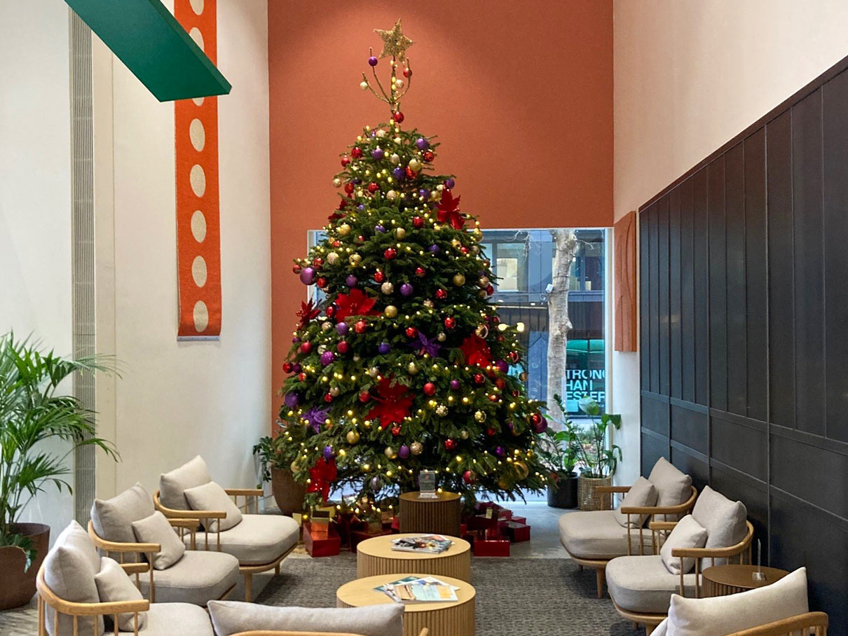 christmas tree installation reception waiting area