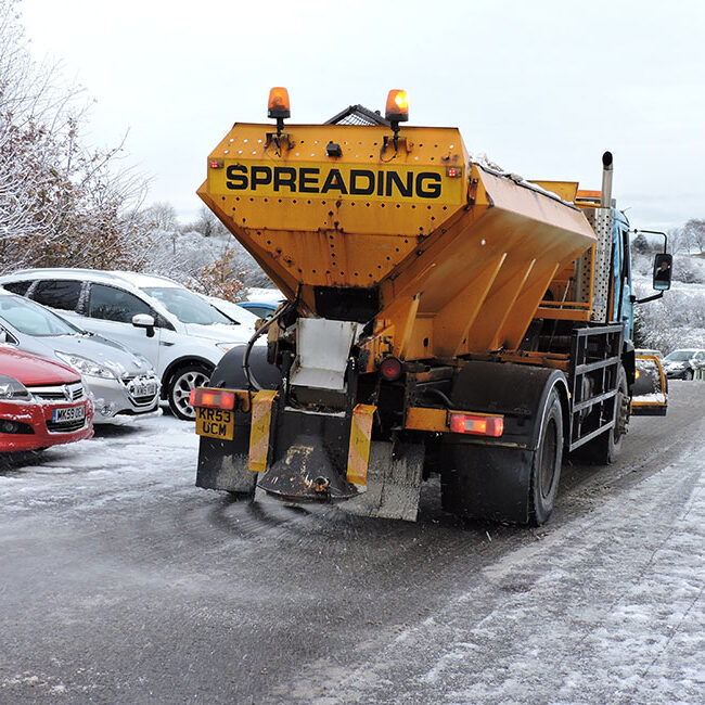 winter gritting vehicle spreading