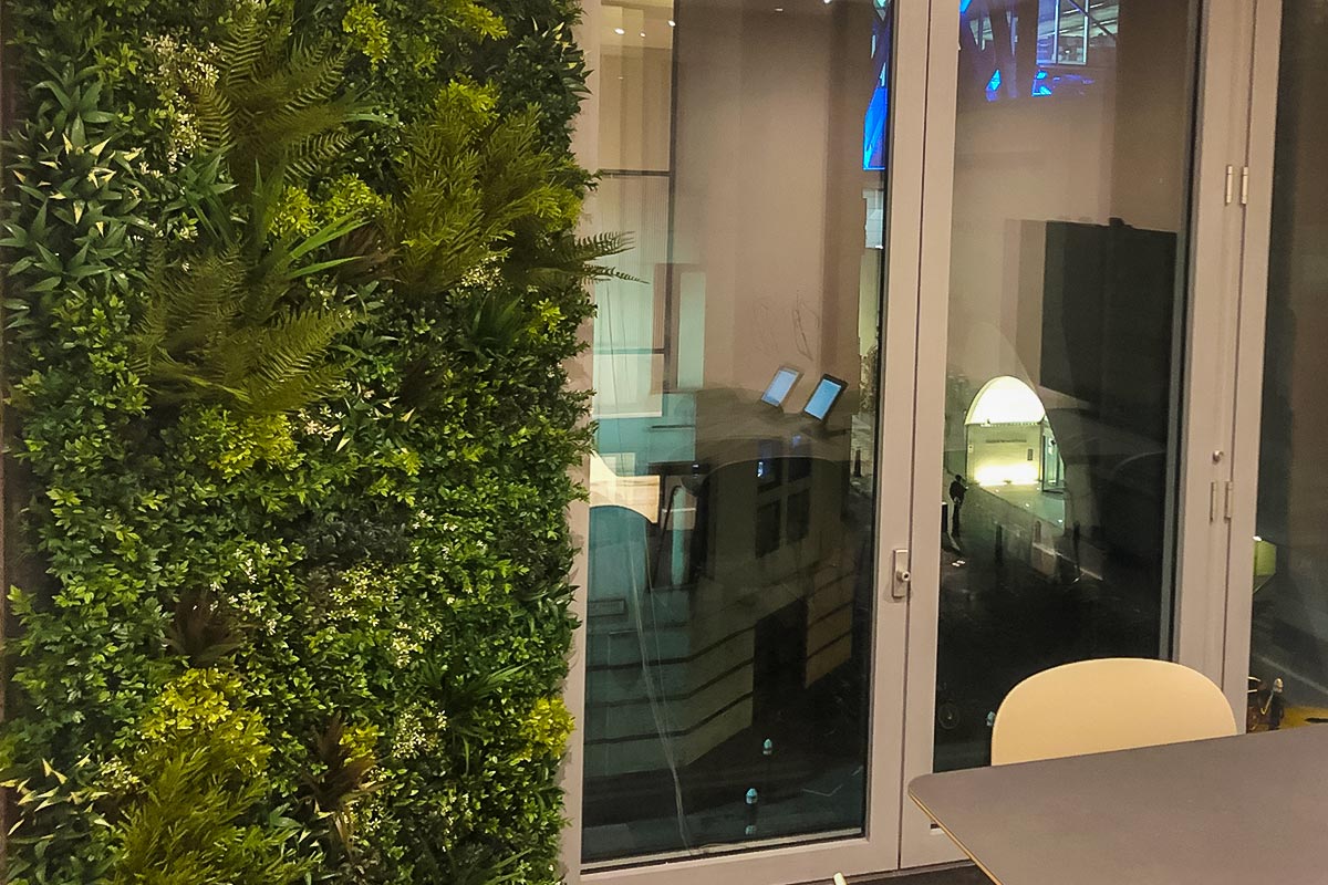 corporate office planted living wall installation