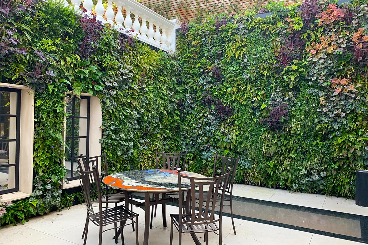 corporate outdoor living plant wall installation